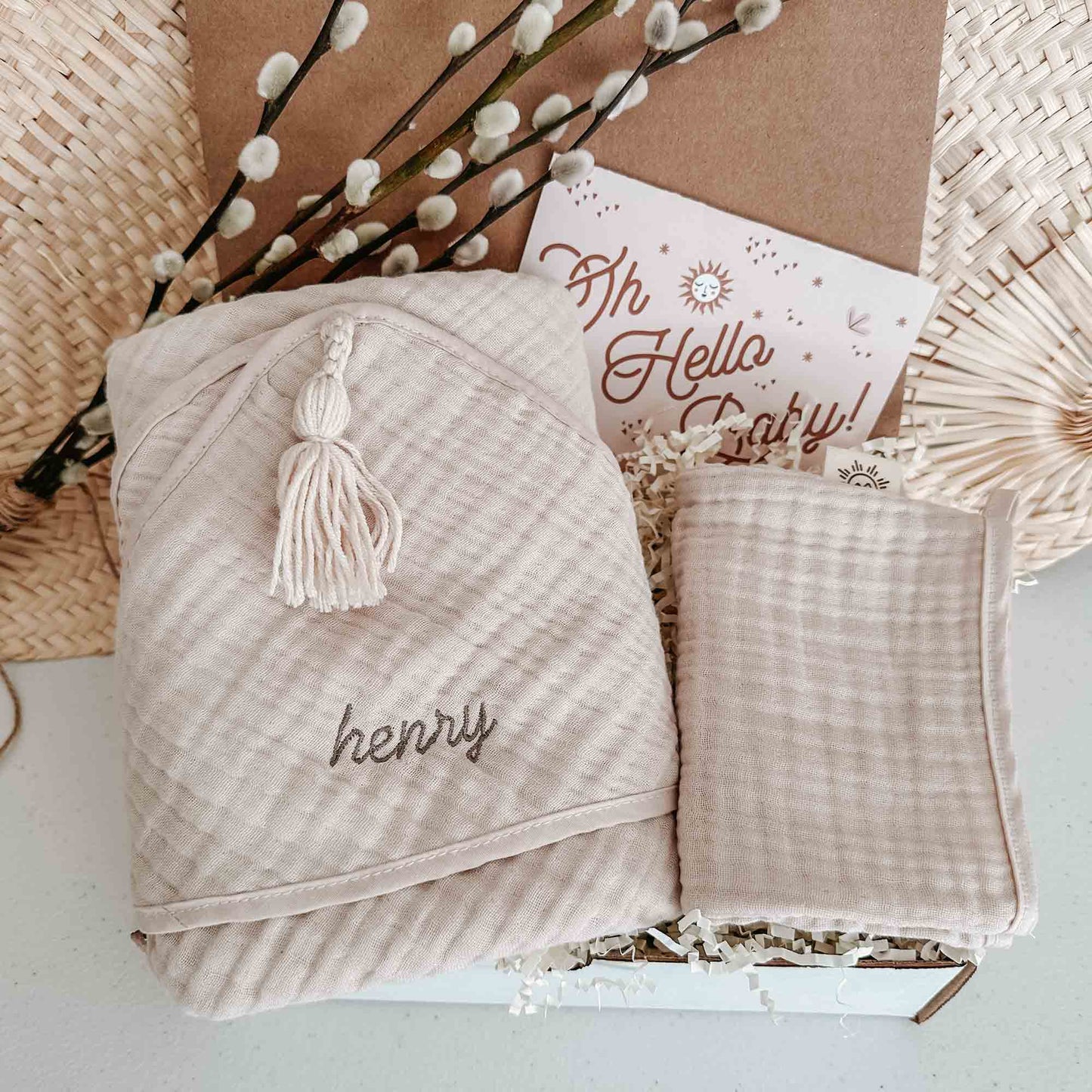 Beige Gauze Towel & Wash Mitt