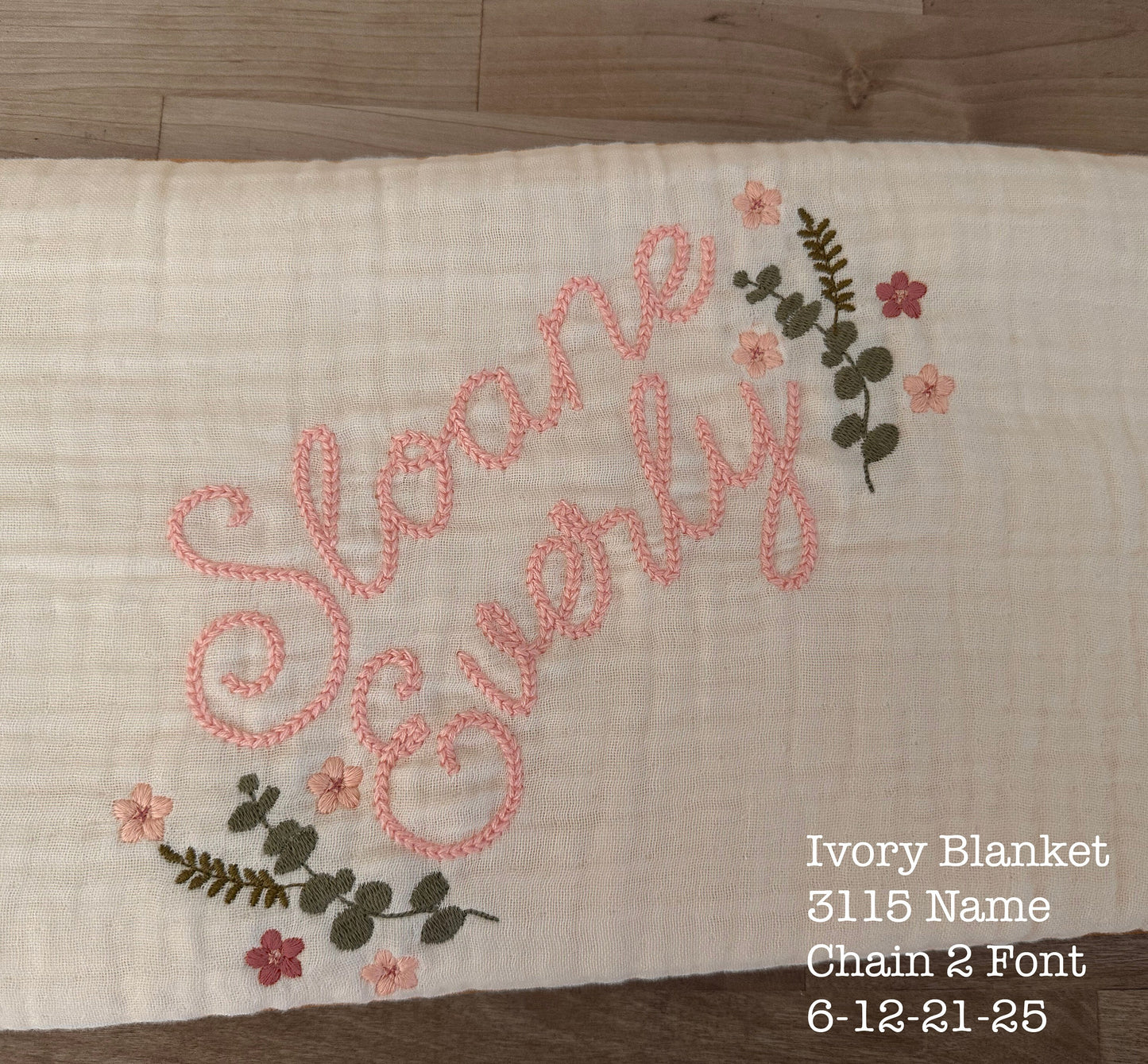Personalized Embroidered Baby Swaddle Receiving Blanket