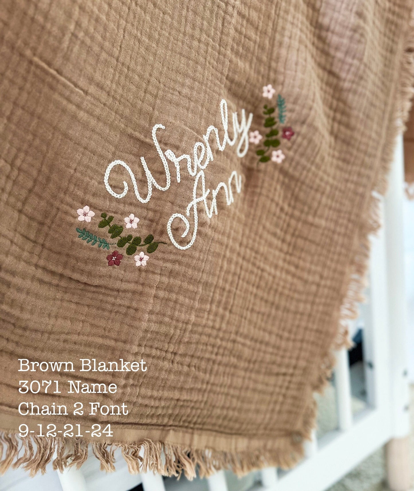 Personalized Embroidered Baby Swaddle Receiving Blanket