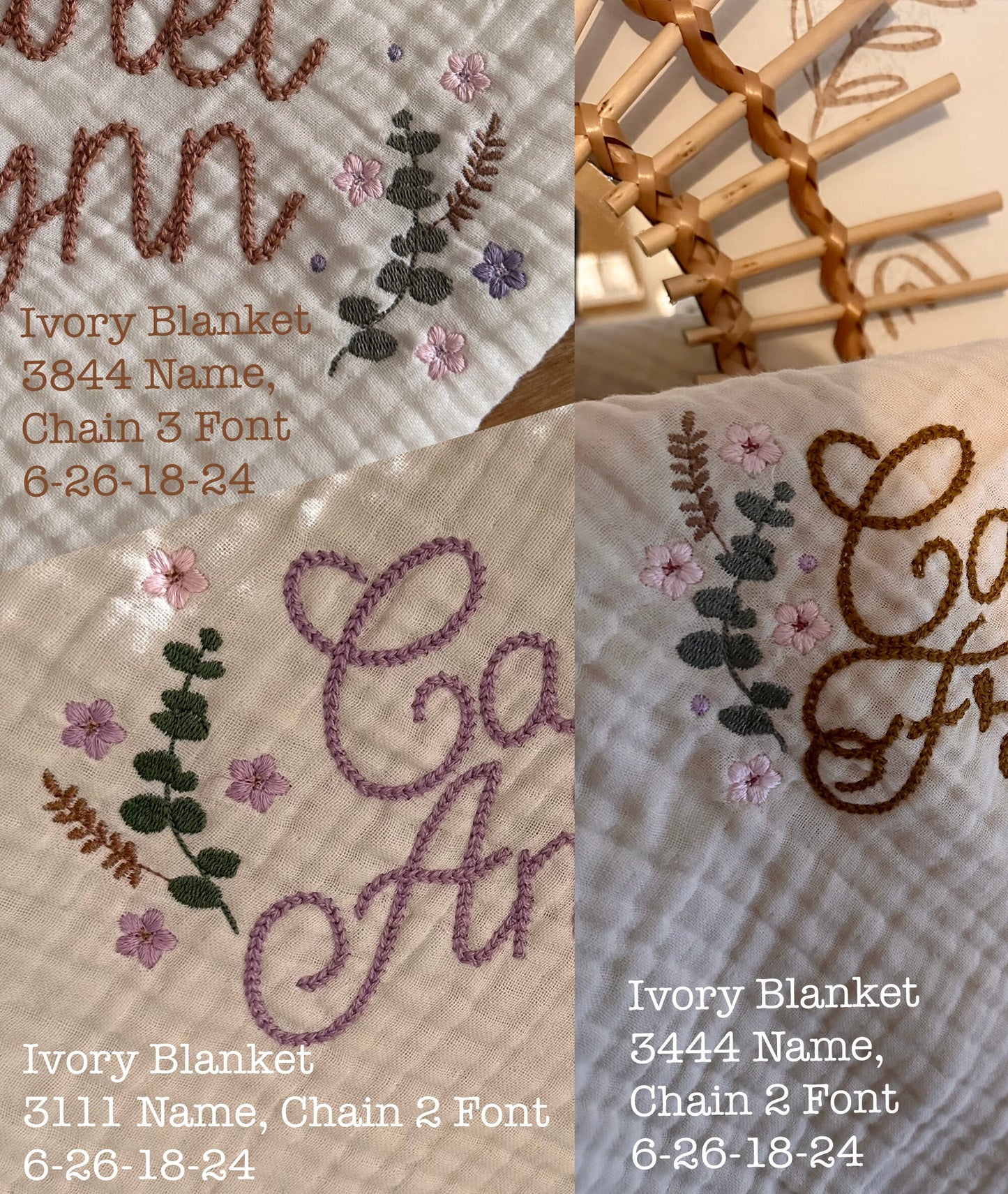 Personalized Embroidered Baby Swaddle Receiving Blanket