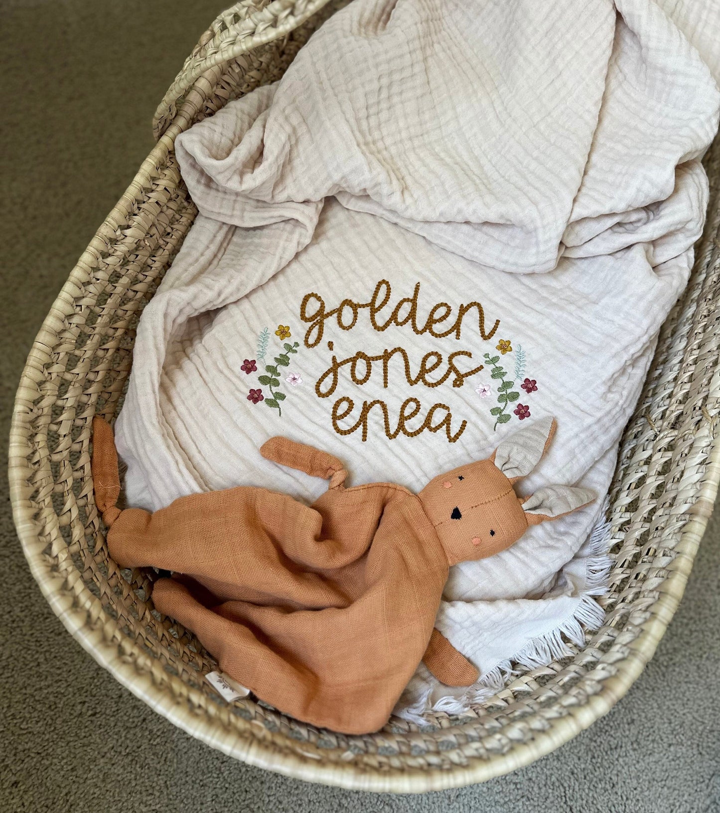 Personalized Embroidered Baby Swaddle Receiving Blanket