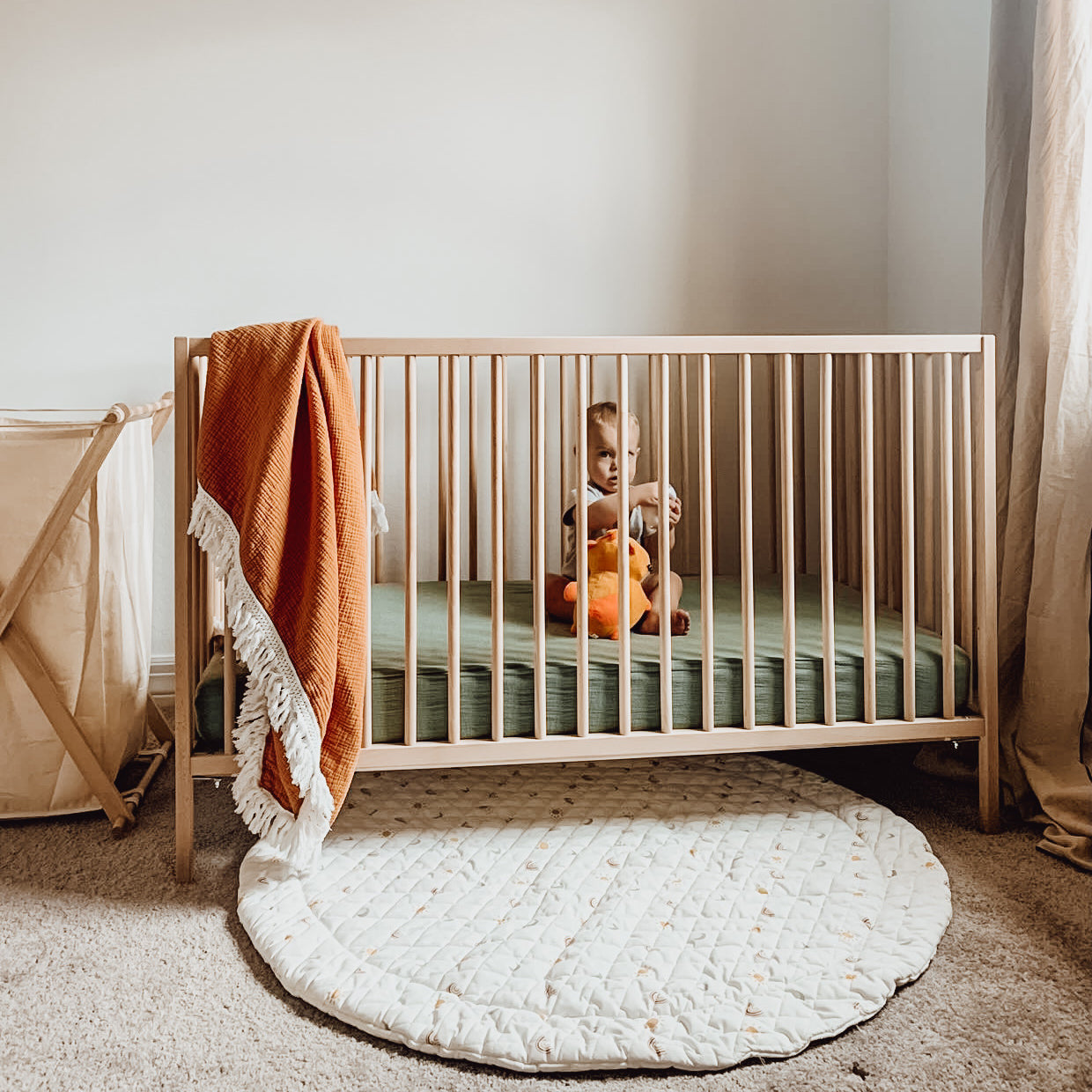 Green Muslin STANDARD Crib Sheet