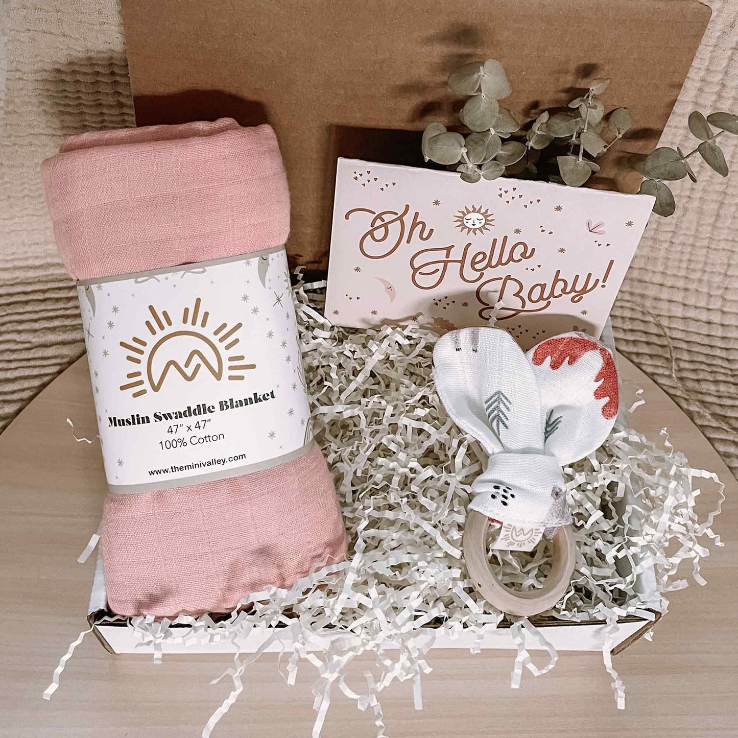 Pink 2 Pieces Muslin Gift Box