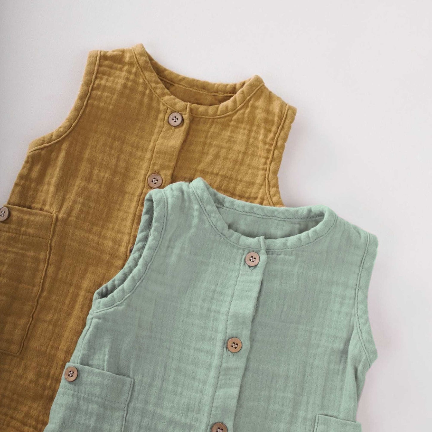 Sage Muslin Shortie Romper