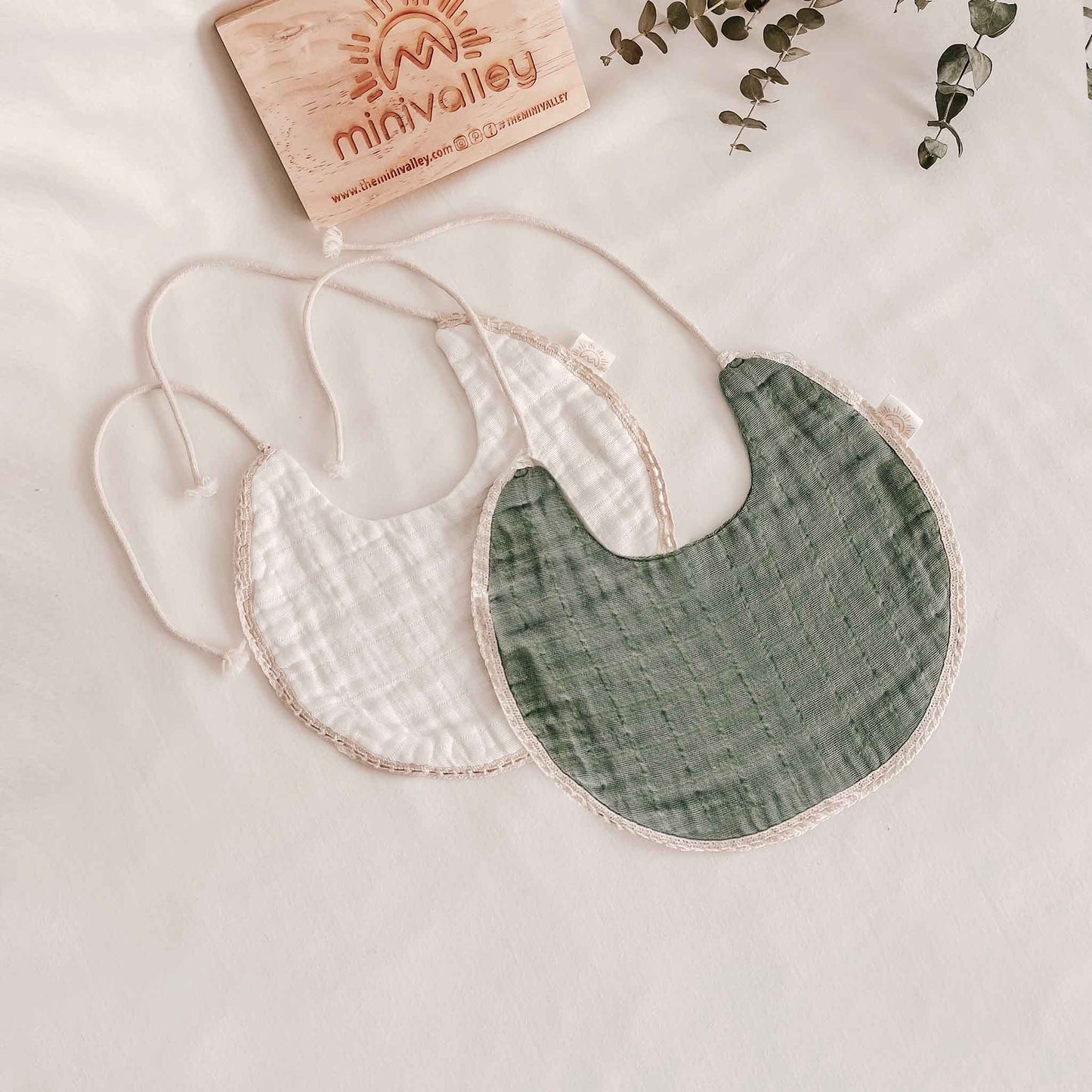 Green Boho Bib Set of 2