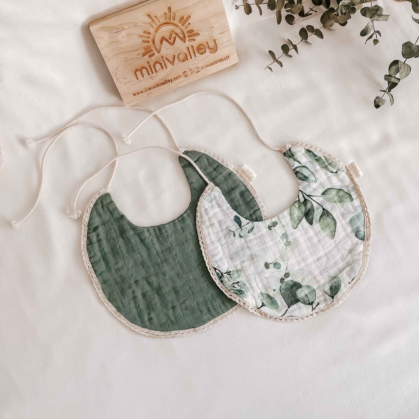 Green Boho Bib Set of 2
