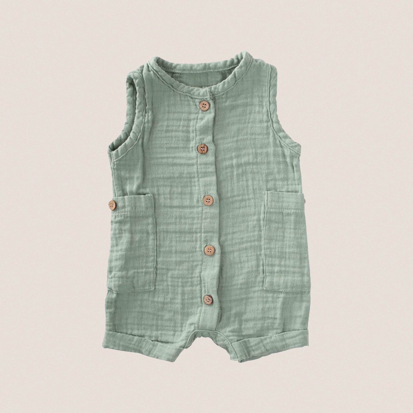 Sage Muslin Shortie Romper