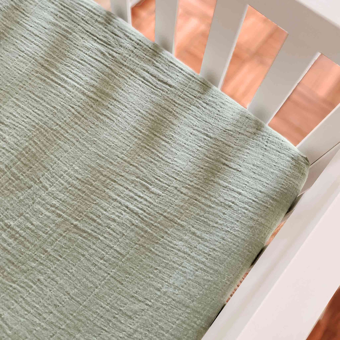 Green Muslin STANDARD Crib Sheet
