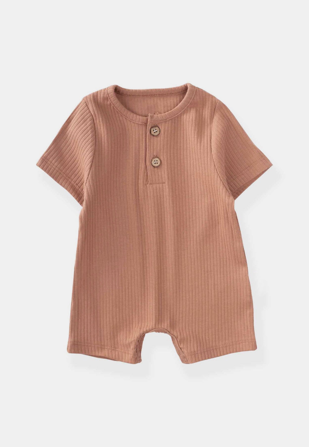 Rib-Knit Henley Romper