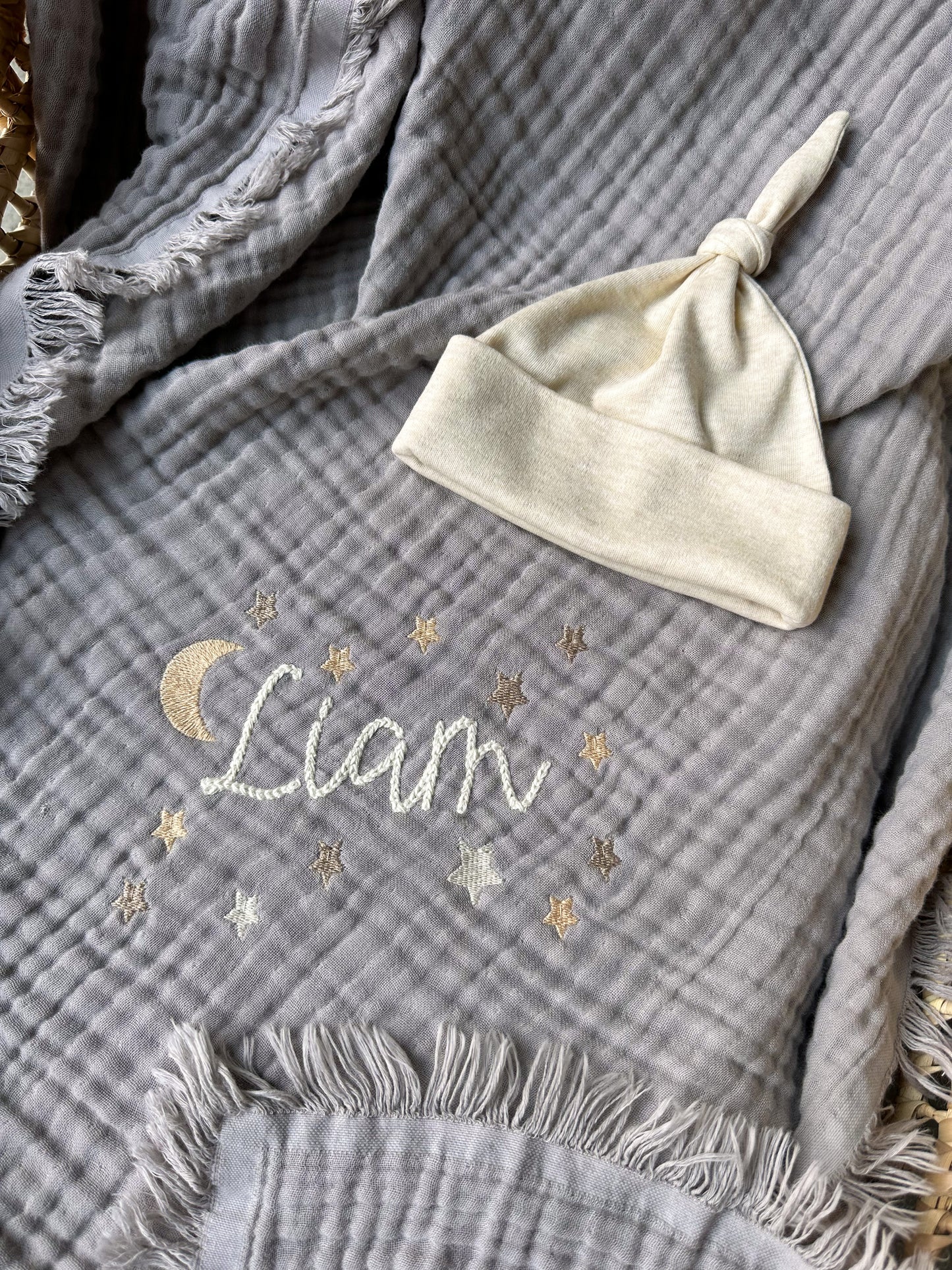 Personalized Embroidered Baby Boy Receiving Blanket