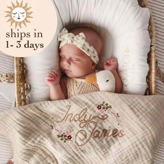 Rush Personalized Embroidered Baby Receiving Blanket