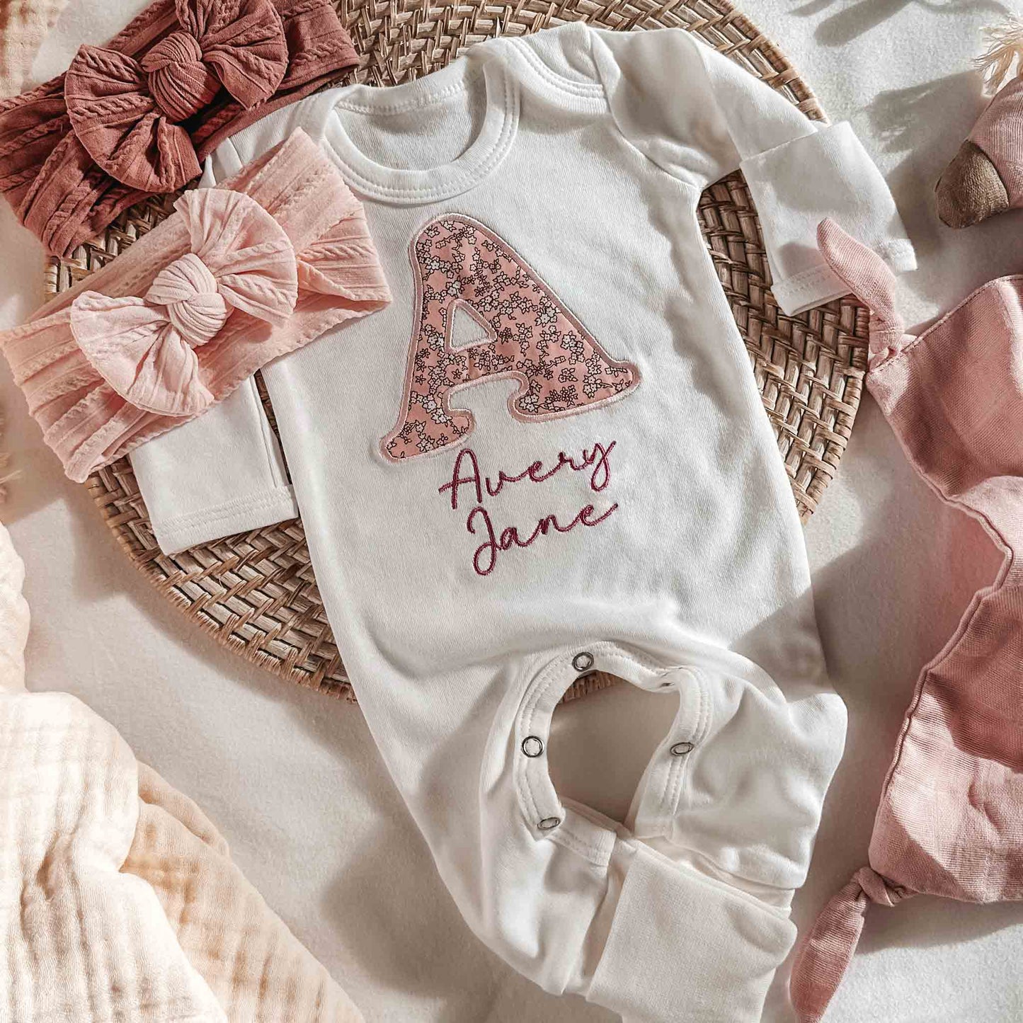 Personalized baby girl romper - ADD NAME AT CHECKOUT NOTES