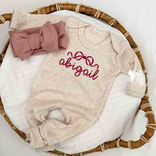 Baby Romper with Bow Design