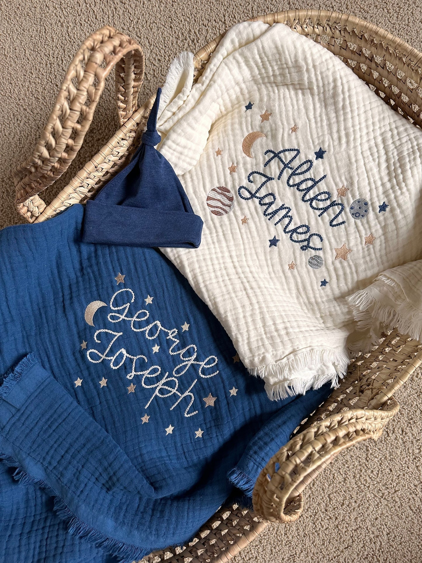 Personalized Embroidered Baby Boy Receiving Blanket