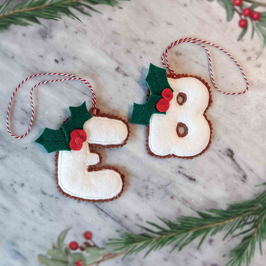 Gingerbread Felt Letter Ornaments