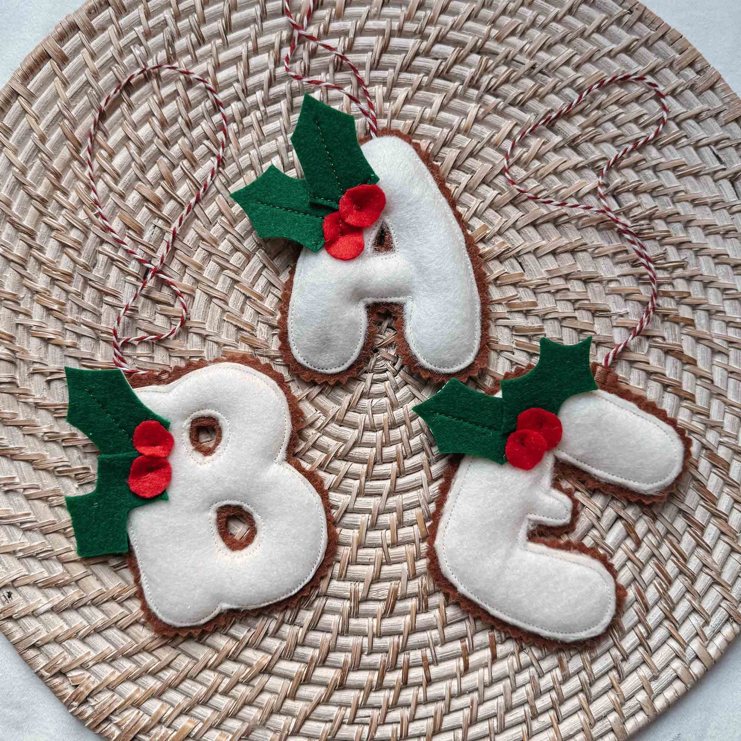 Gingerbread Felt Letter Ornaments