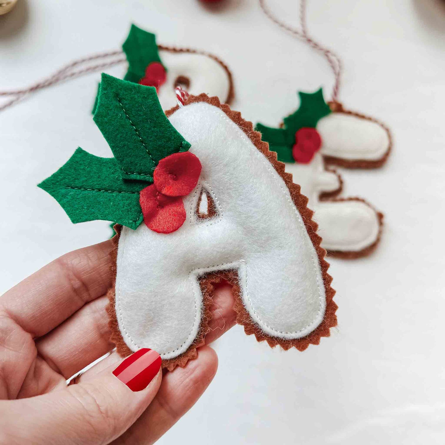 Gingerbread Felt Letter Ornaments