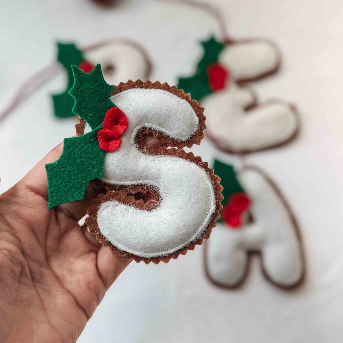 Gingerbread Felt Letter Ornaments