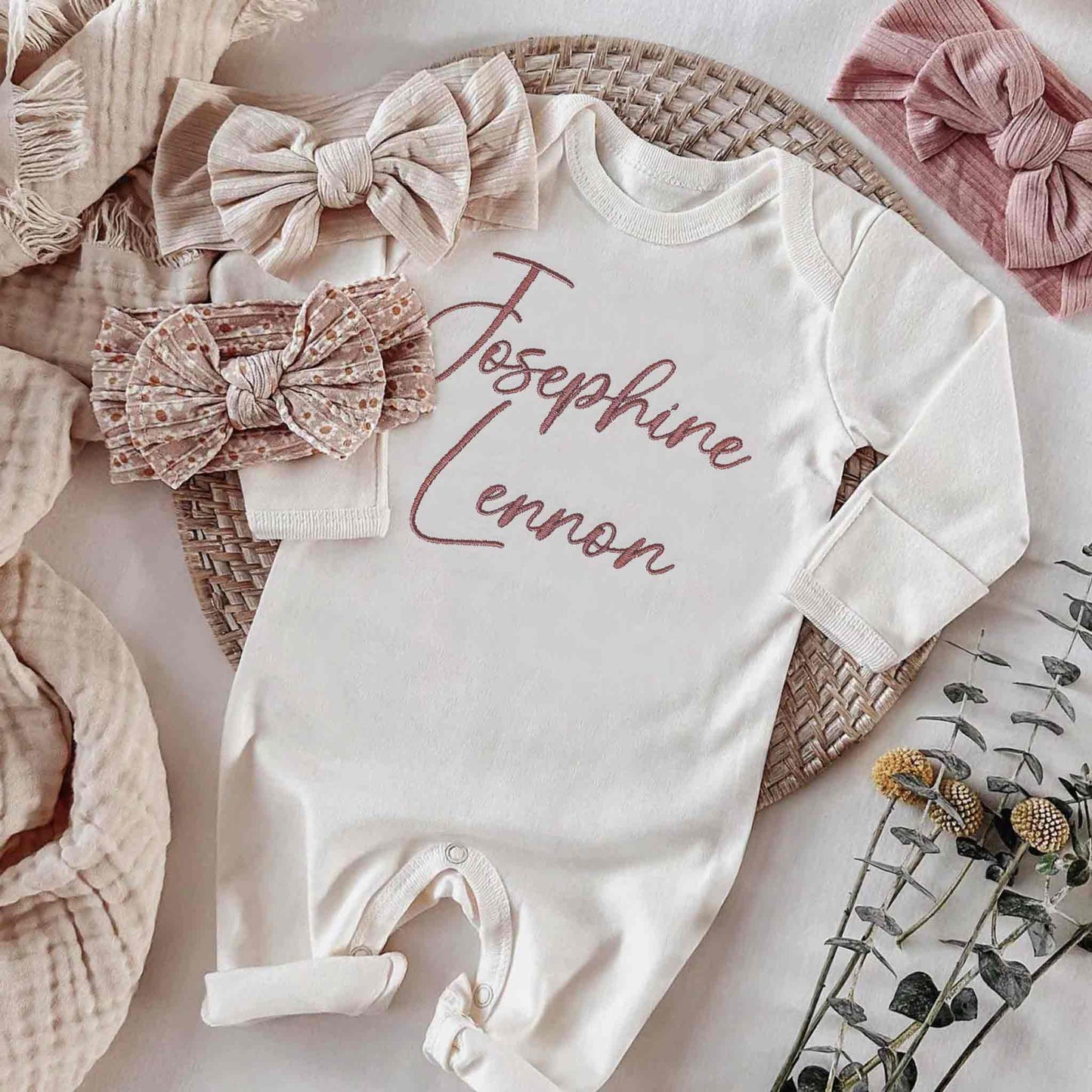 Personalized baby girl romper - ADD NAME AT CHECKOUT NOTES