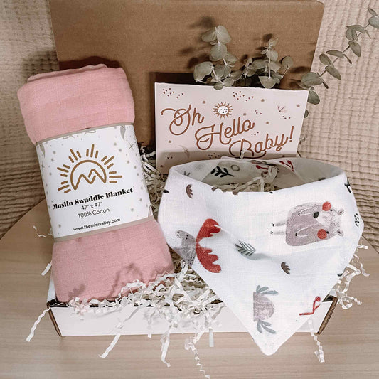 Pink 2 Pieces Muslin Gift Box