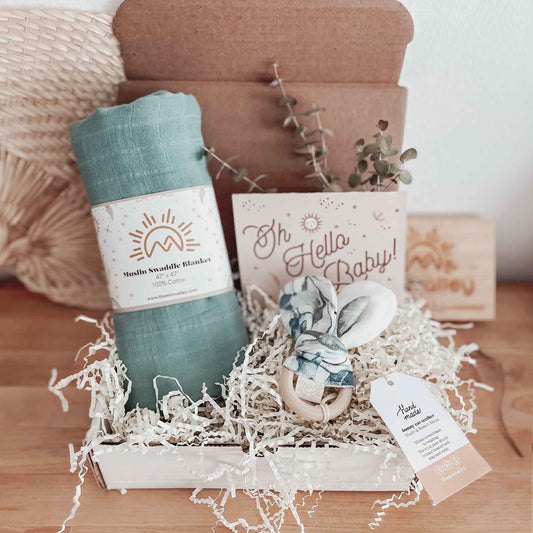Teal 2 Pieces Muslin Gift Box